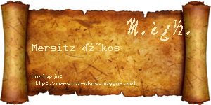Mersitz Ákos névjegykártya